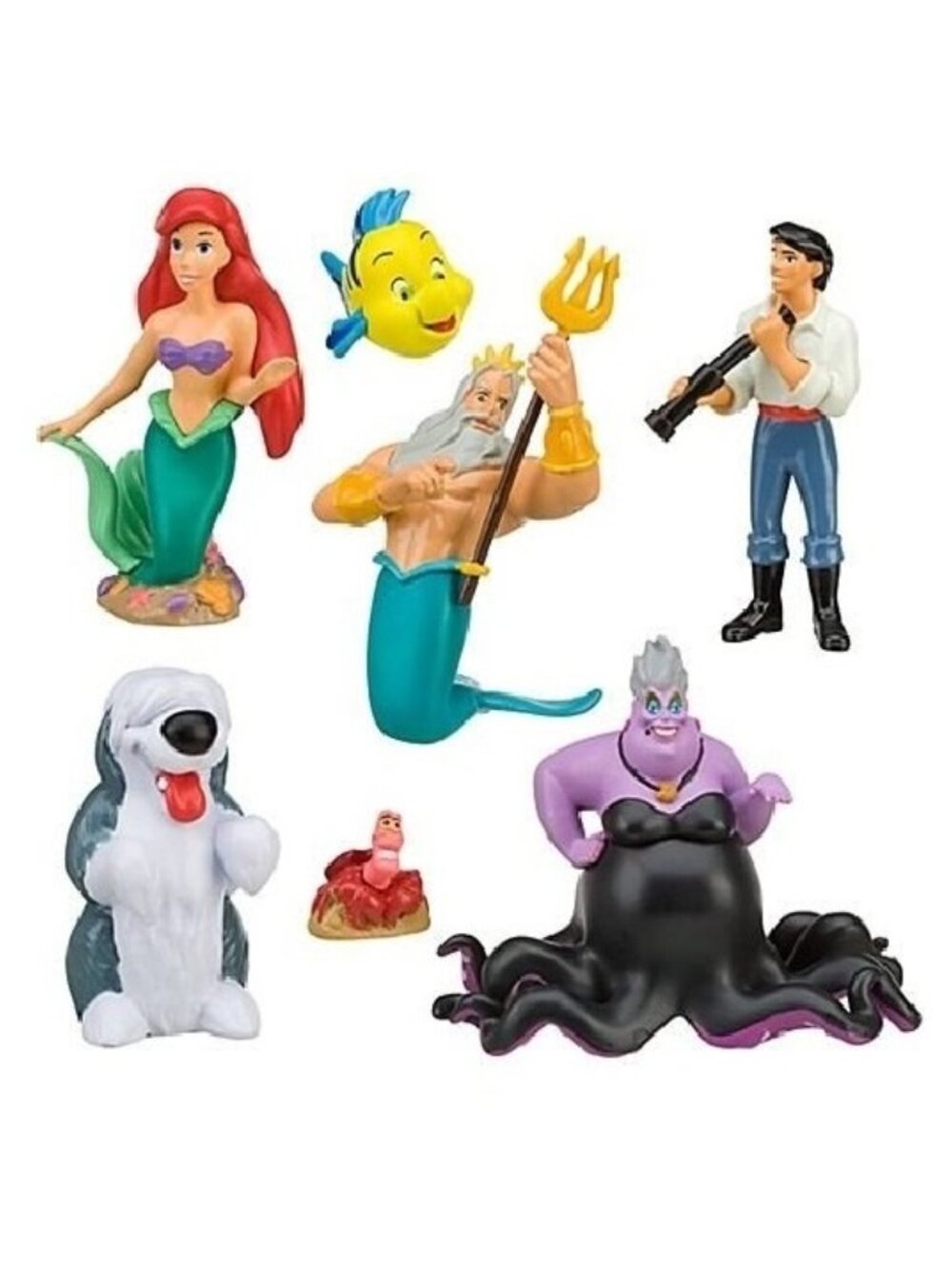 The Little Mermaid Ariel Playset 7 Figure Cake Topper Toy Doll Set Collectible